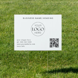 Business Logo QR Code Minimalist Chic White Sign