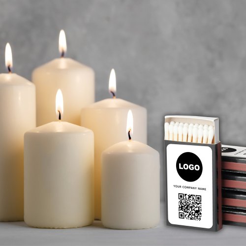 Business Logo QR Code Modern Company Branded Matchboxes