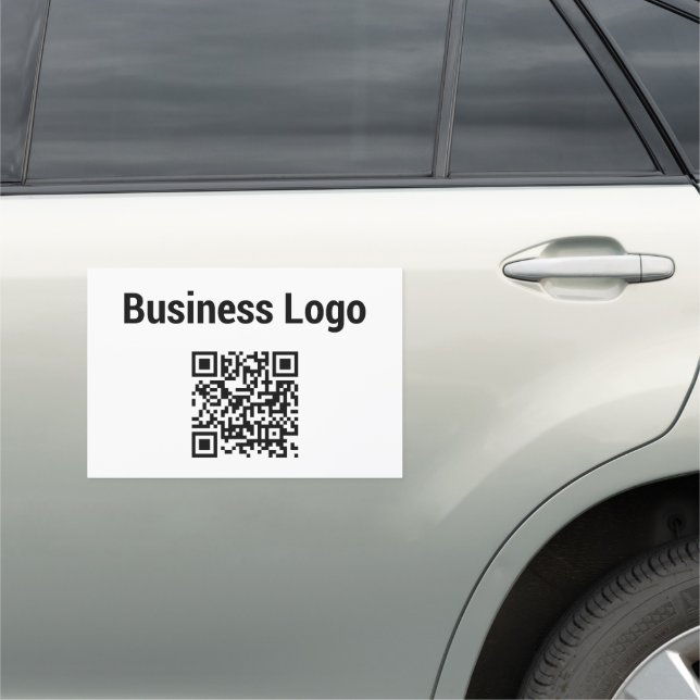 Business Logo QR Code Modern Minimal Car Magnet (In Situ)