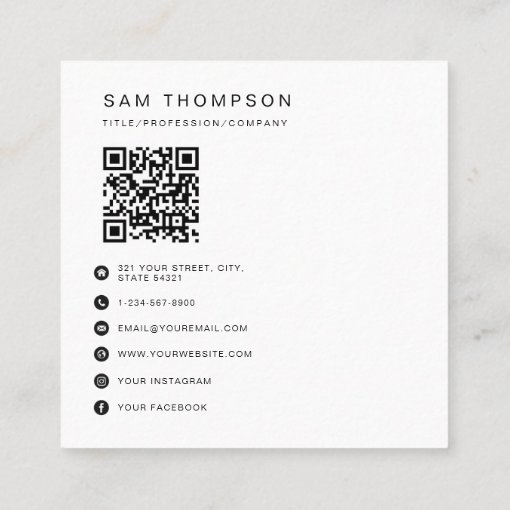 Business Logo QR Code Modern Minimalist White Calling Card Zazzle