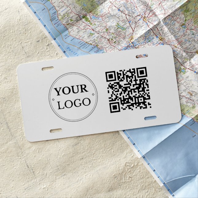 Business Logo QR Code Modern Professional License Plate (In Situ)