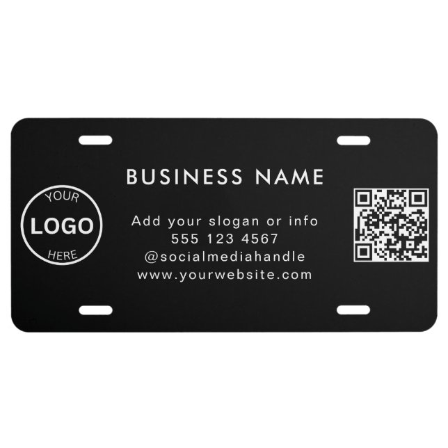 Business Logo Qr Code Modern Simple  License Plate (Front)