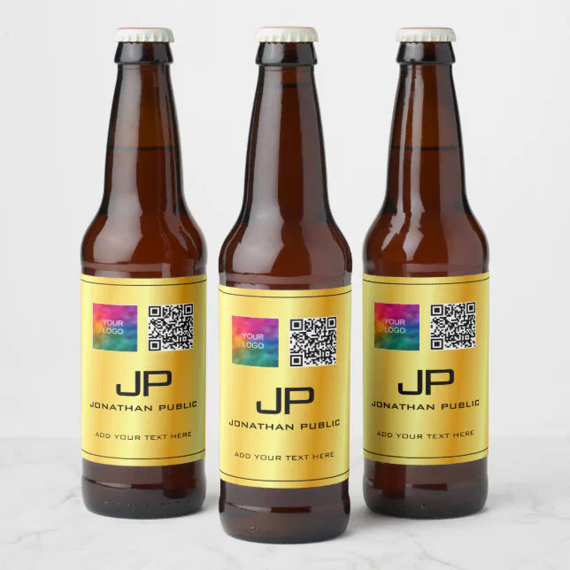 Business Logo QR Code Monogram Template Custom Beer Bottle Label | Zazzle