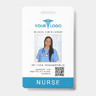 Business Logo QR Code Nurse Employee Photo ID  Badge