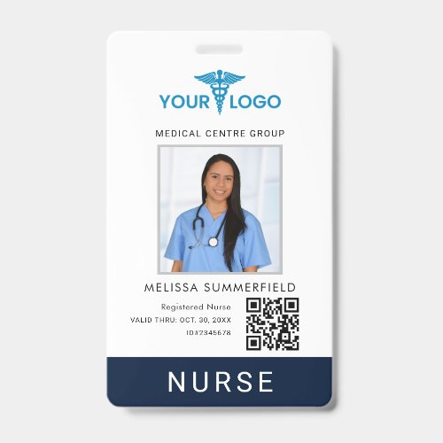 Business Logo QR Code Nurse Photo ID Badge