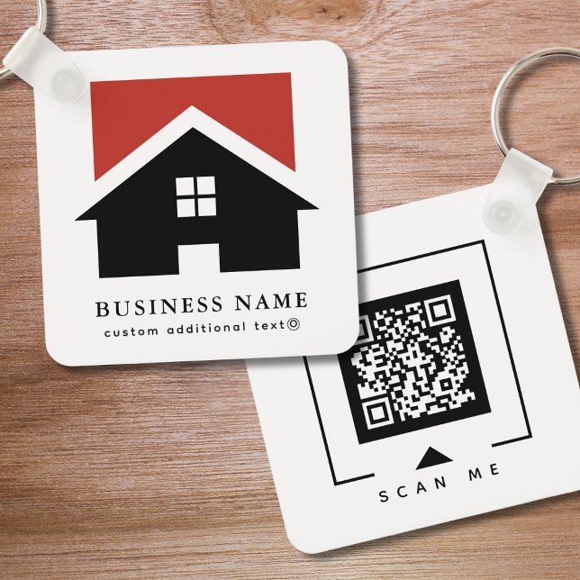 Business Logo & QR Code on White Company Keychain (Creator Uploaded)