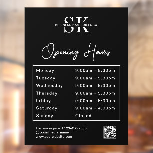 Business Logo Qr Code Opening Times Hours Window Cling