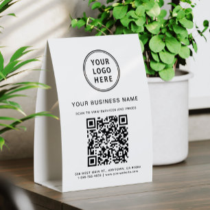 Business Logo QR Code Paper Table Tent