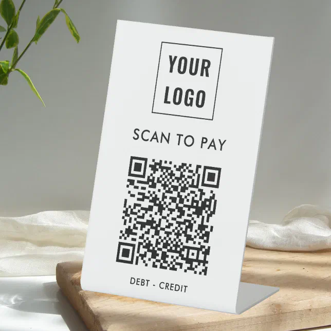 Business Logo Qr Code Payment Modern Pedestal Sign | Zazzle