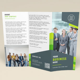 Business Logo QR Code Photos Promotional Tri-Fold Brochure