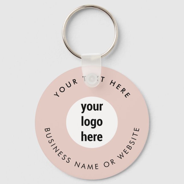 Business Logo QR Code Pink Minimalist Business  Keychain (Front)