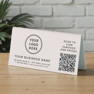 Business Logo QR Code Pink Table Tent