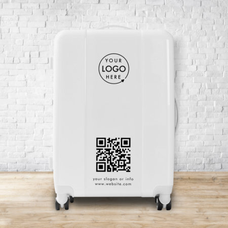 Business Logo | Qr Code Professional Minimal White Luggage
