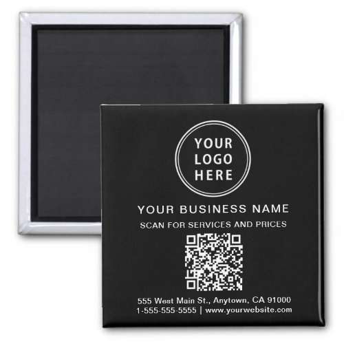 Business Logo QR Code Promotional Black Magnet