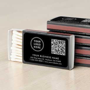 Business Logo QR Code Promotional Black Matchboxes