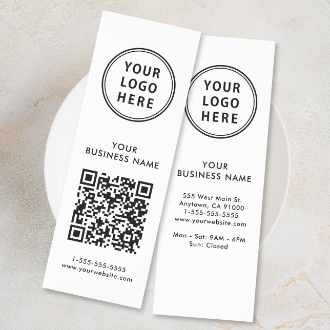 Business Logo QR Code Promotional Bookmarks (A promotional bookmark with a QR code to effortlessly connect customers to your online platforms)