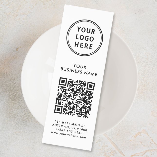 Business Logo QR Code Promotional Bookmarks (A promotional bookmark with a QR code to effortlessly connect customers to your online platforms)