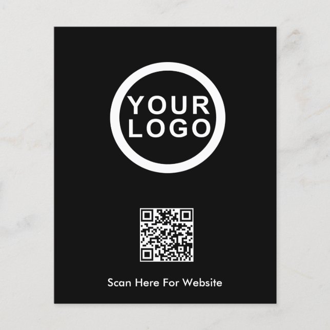 Business Logo QR Code Promotional Flyer | Black (Front)