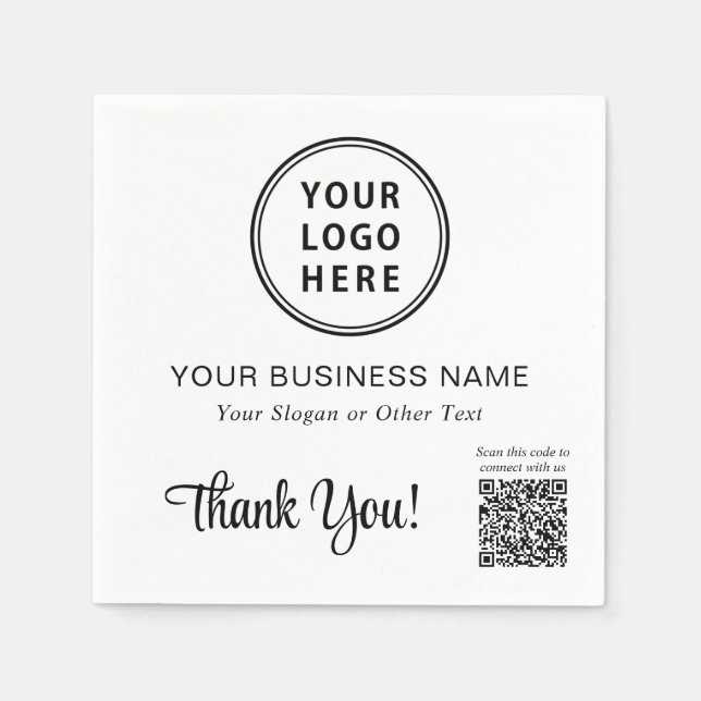 Business Logo QR Code Promotional Napkins (Front)