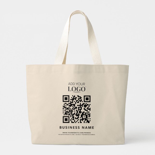 Business Logo QR Code Promotional Tote Bag (Back)