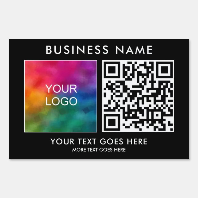 Business Logo QR Code Rectangle Outdoor Yard Sign (Front)