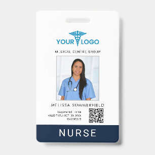Business Logo QR Code Registered Nurse Photo ID Badge