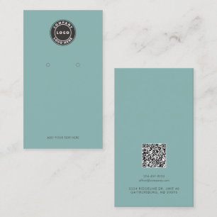 Business Logo QR Code Sage Earring Display Card