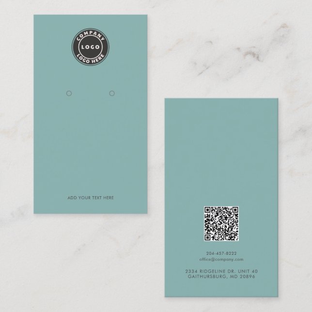 Business Logo QR Code Sage Earring Display Card (Front/Back)