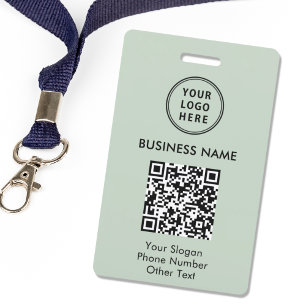 Business Logo QR Code Sage Green Badge