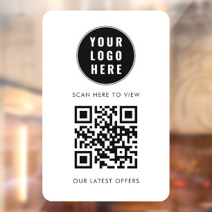Business Logo QR Code Scan Here Simple Window Cling