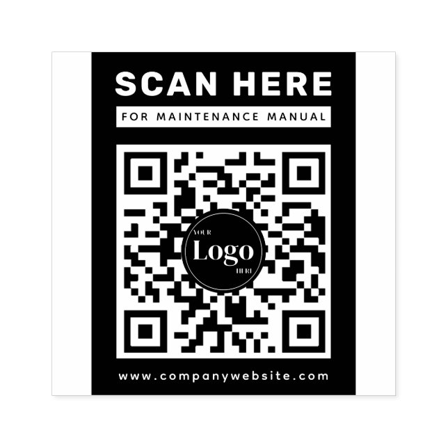 Business Logo Qr Code Scan Me Maintenance Manual Rubber Stamp (Imprint)