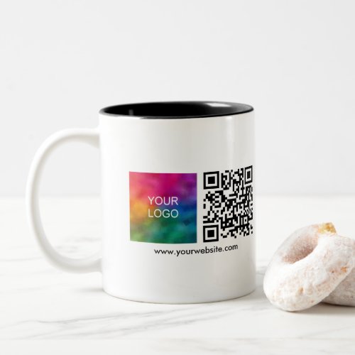 Business Logo QR Code Scan Me Template Minimalist Two_Tone Coffee Mug