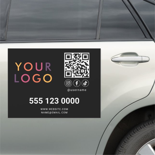 Business Logo QR Code Social Media Car Magnet (In Situ)