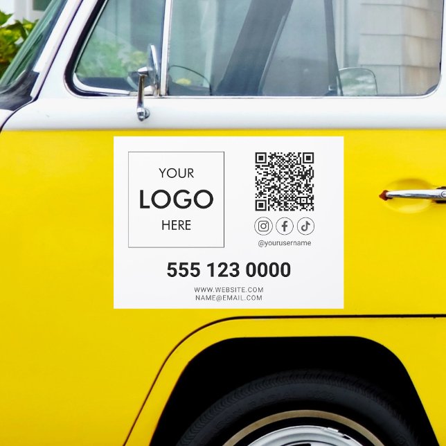 Business Logo QR Code Social Media Car Magnet (Creator Uploaded)