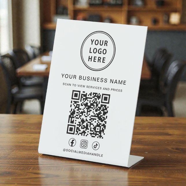 Business Logo QR Code Social Media Pedestal Sign (Business Logo QR Code Social Media Pedestal Sign)