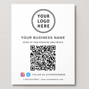 Business Logo QR Code Social Media Wall Acrylic Photo Tile