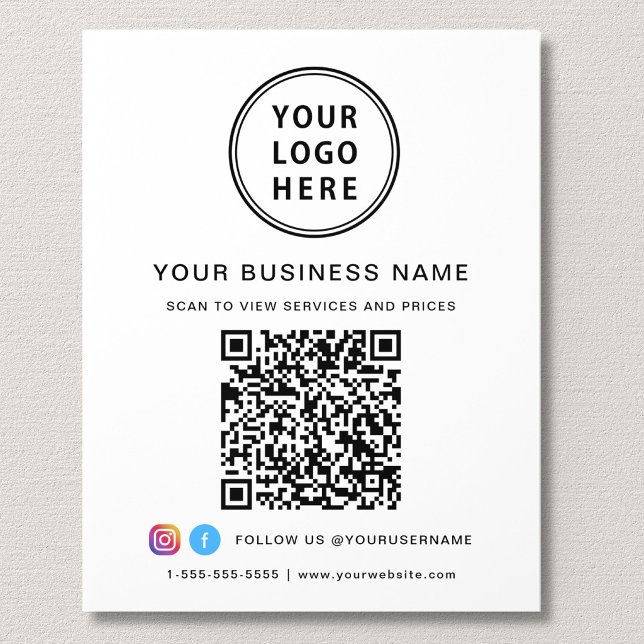 Business Logo QR Code Social Media Wall Acrylic Photo Tile (Business Logo QR Code Social Media Wall Acrylic Photo Tile)