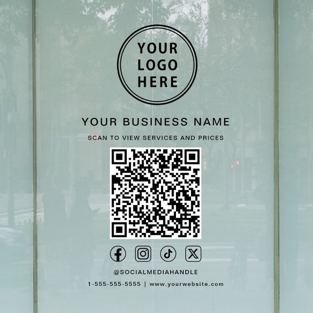 Business Logo QR Code Social Media Window Cling (Business Logo QR Code Social Media Window Cling)