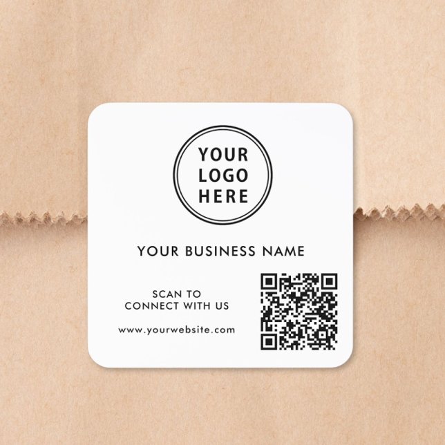 Business Logo QR Code Square Sticker (Creator Uploaded)