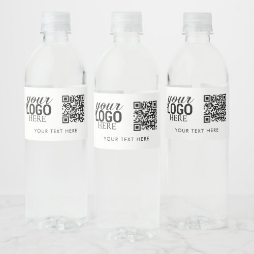 Business Logo QR Code  Text Customer Gifts Water Bottle Label