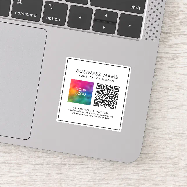 Business Logo QR Code Text Customer Template Tiny Sticker | Zazzle