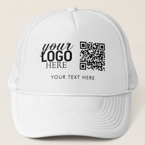 Business Logo QR Code  Text Employee Staff  Trucker Hat