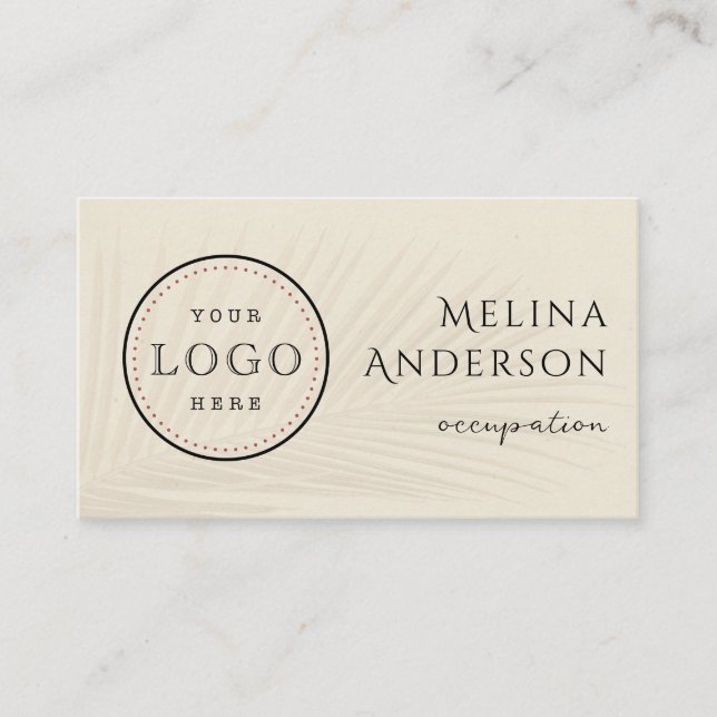 Business Logo QR Code Tropical Palm Business Card (Front)