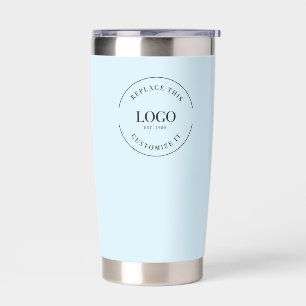 Business logo QR code website Blue Custom Insulated Tumbler
