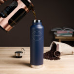Business logo QR code website Customizable Water Bottle<br><div class="desc">Make a lasting impression with this Business Logo Custom QR Code Website Professional Water Bottle. Use your white logo on this navy blue water bottle. This sleek and professional water bottle is the perfect way to showcase your business logo and increase web-traffic and customer engagement. By incorporating a custom QR...</div>