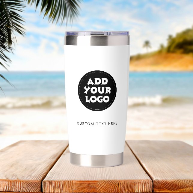 Business logo QR code website Insulated Tumbler (Beach (Rotated))