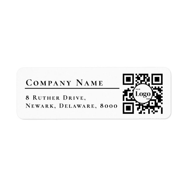 Business Logo Qr Code white Return Address Label (Front)