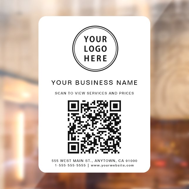 Business Logo QR Code White Window Cling (Sheet 2)