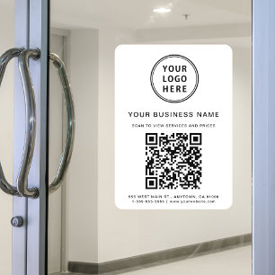 Business Logo QR Code White Window Cling