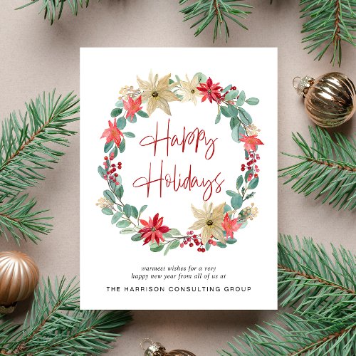 Business Logo QR Code Wreath Corporate Christmas Holiday Postcard